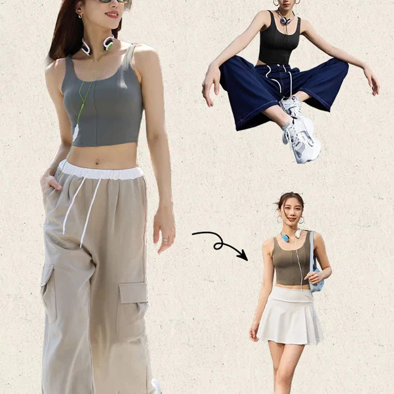 Women U - Neck Yoga Crop Top | Padded Sports Bra | Daily & Gym Wear - Women's Activewear by Ceecile